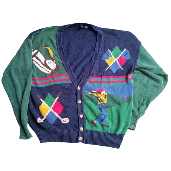 Hathaway Other - Vintage Hathaway Golf V Neck Cardigan Sweater Men's XLarge